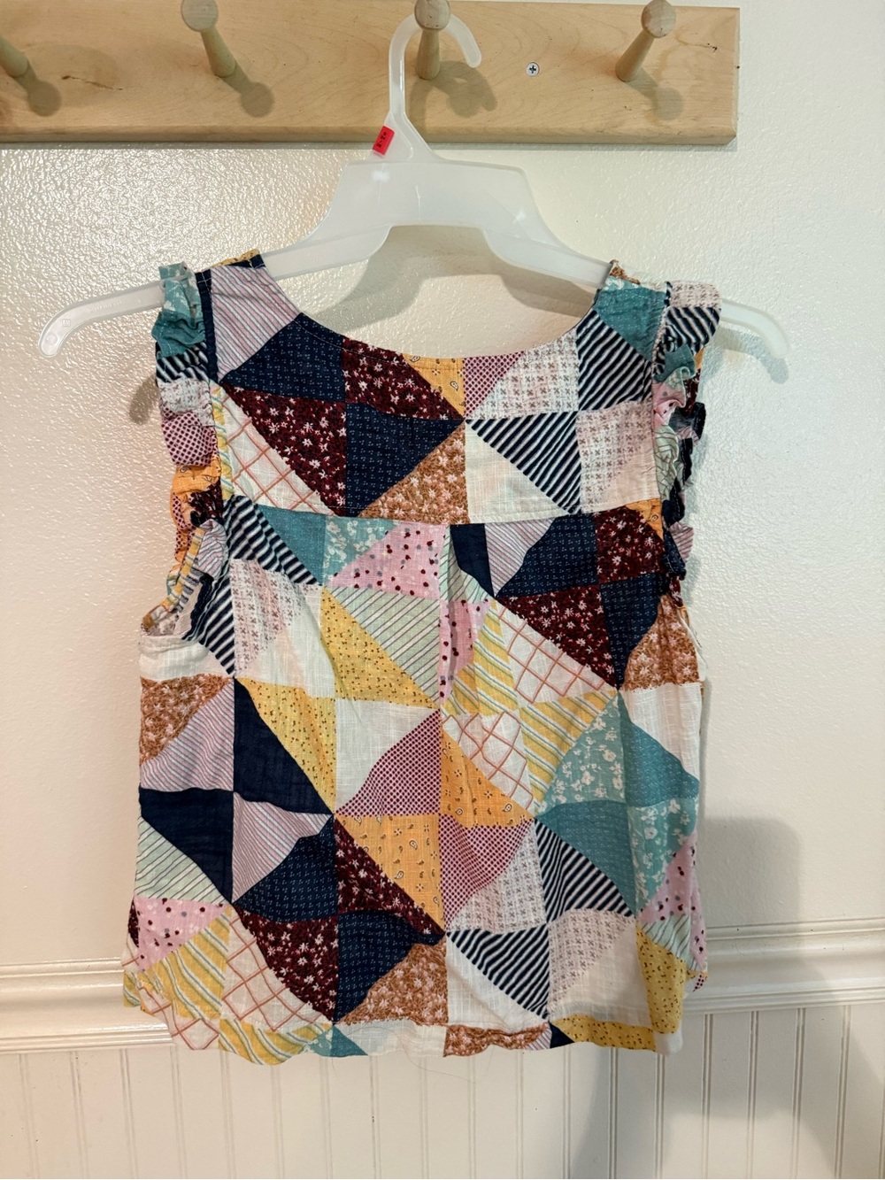 a.n.a Multicolor Patchwork Ruffle Tank Top - Picture 3 of 3